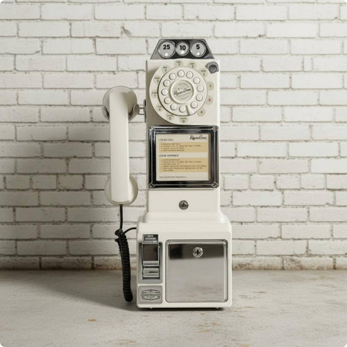 Coin Telephone Chrome Trim Retro Payphone Lockable Door
