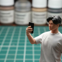 1:64 Scale Mobile Photo Figure Young Man Figurine Hand Painted Tiny Person Model