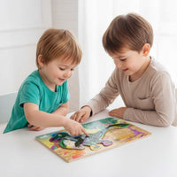 Wooden Dinosaur Puzzle Easy to Grip Dinosaur Learning Puzzle Hand-Eye Coordination Educational Toy for Preschoolers, Children 3++, Kindergarten