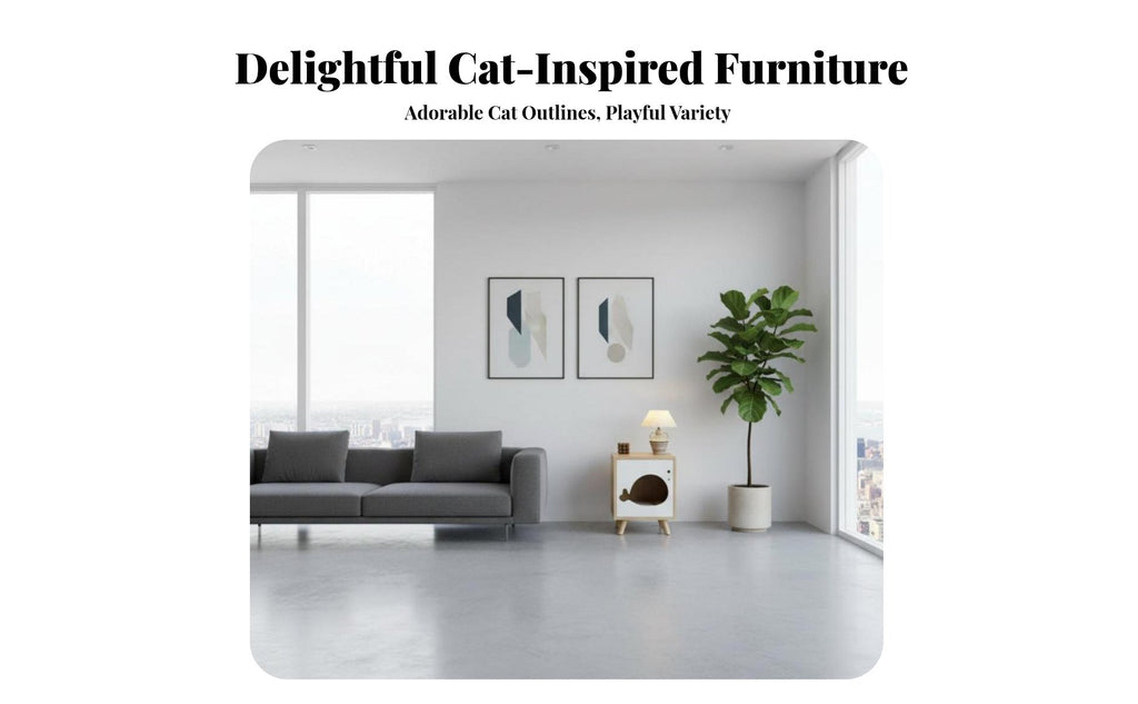 Nightstand with Cat Bed Space-Saving Storage Cabinet Sturdy Construction