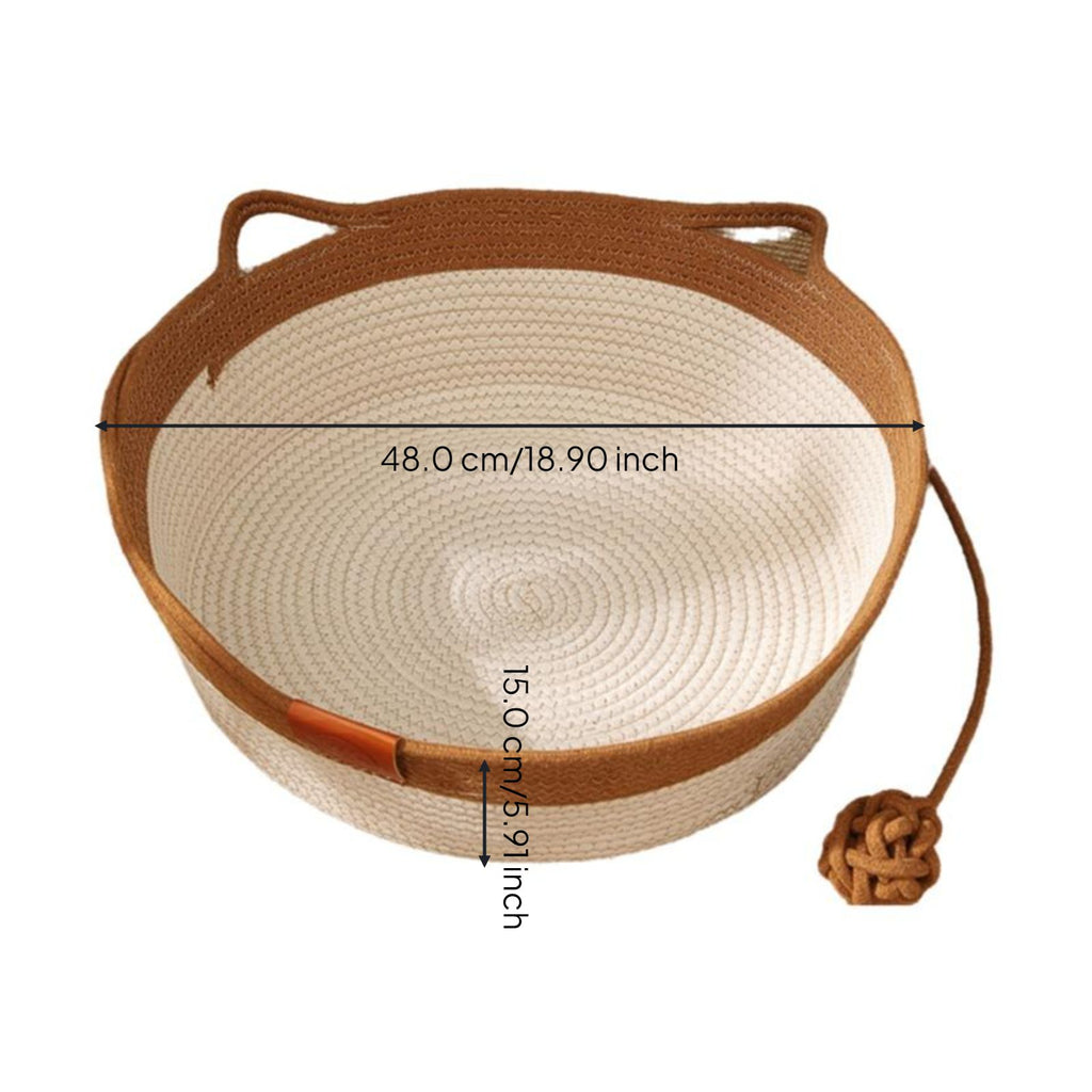 Cat Bed, Woven Basket, All-Season, Scuff-Resistant, Washable