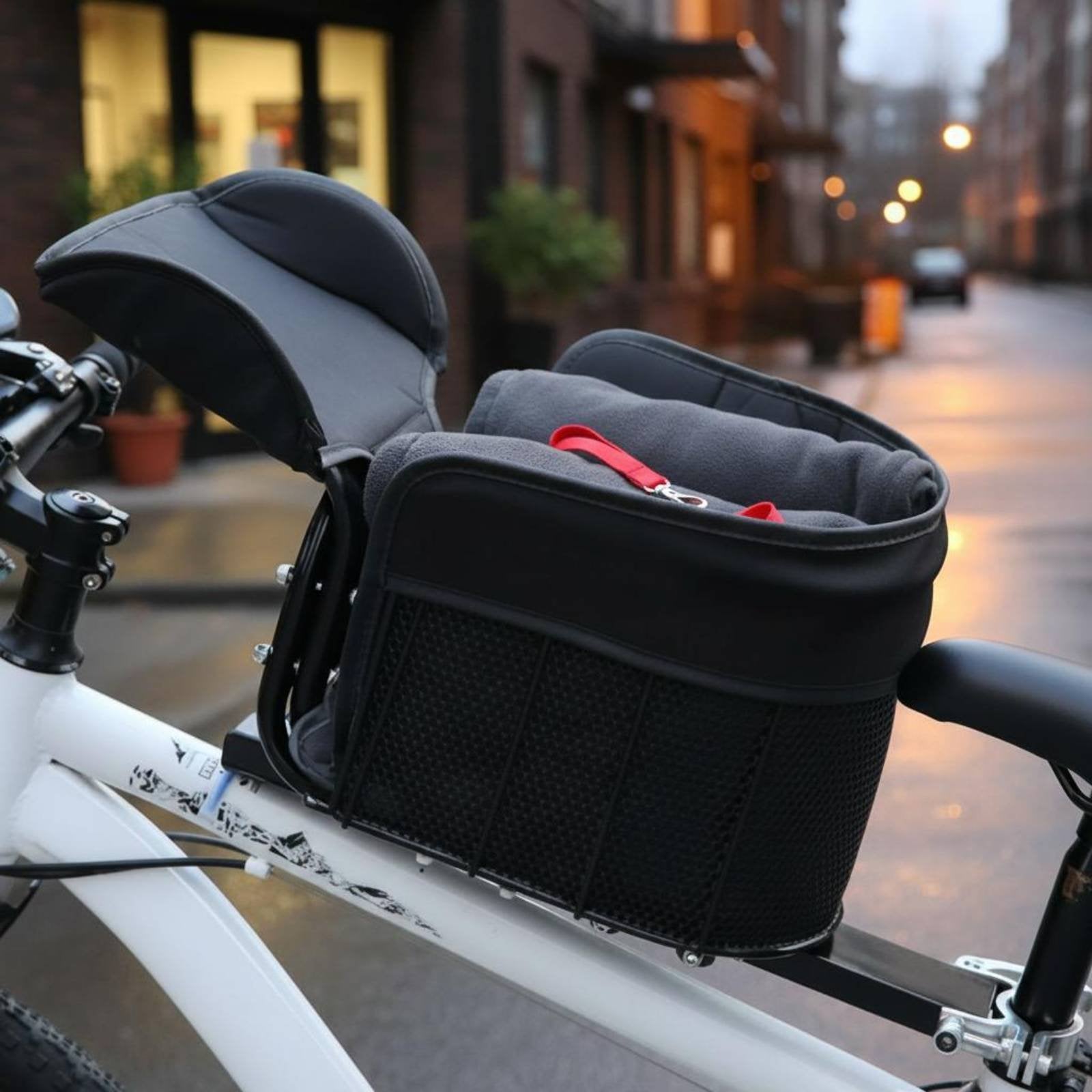 Bike Pet Basket Mesh Flank Cycle Dog Basket Safety Strap for Cycling