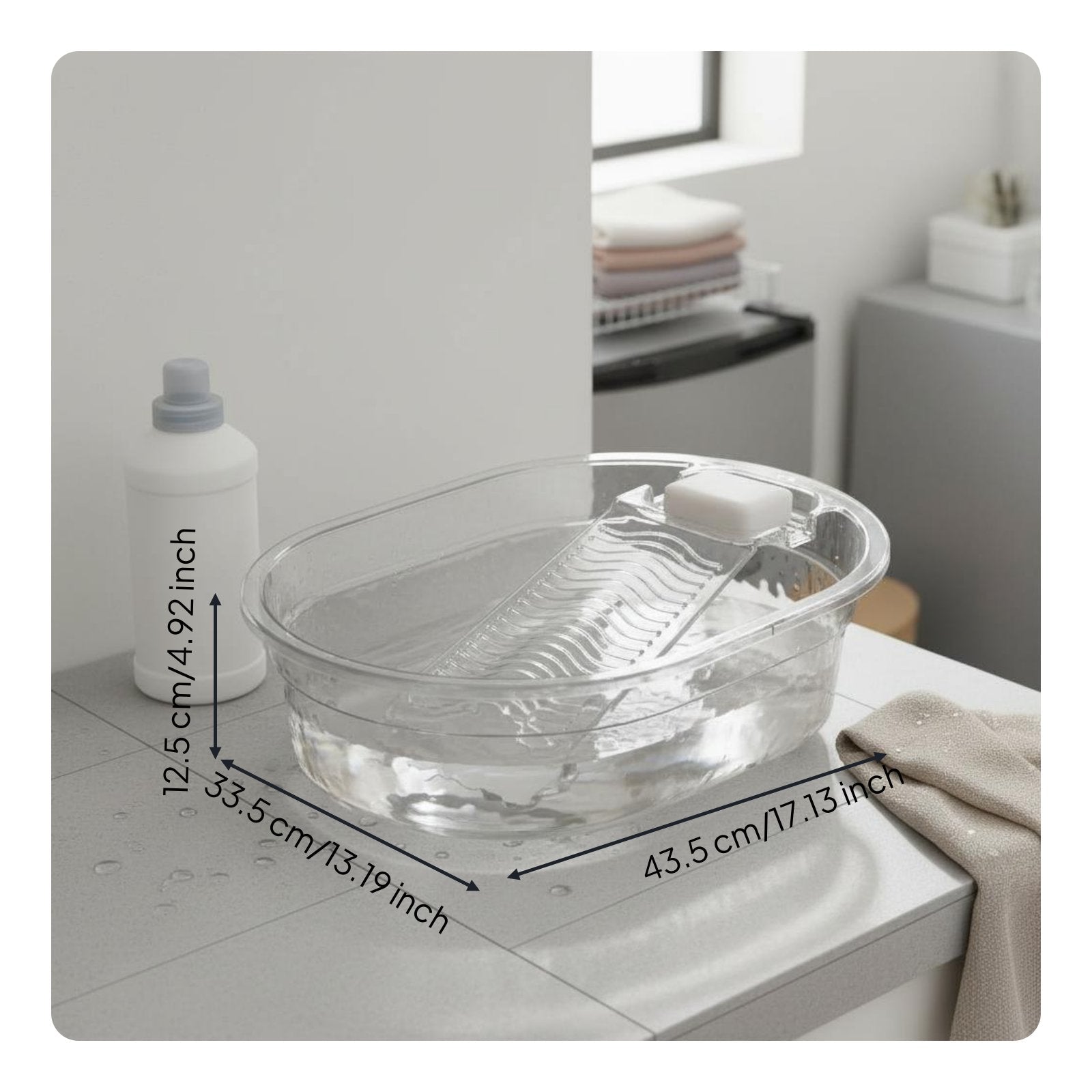 Laundry Basin with Scrub Board Built-in Washboard for Dorm Room, Students