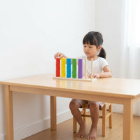 Educational Counting Frame Early Learning Wooden Disc Stacker Hand-Eye Coordination Rainbow Stacking Rings for Young Children, Children Aged 3++