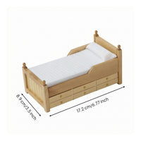 OB11 Dollhouse Bed Slatted Design Four-Poster Dollhouse Bed White Bedding