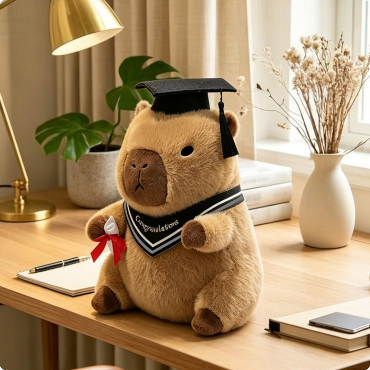 Graduation Capybara Stuffed Cute Graduation Cap Capybara Soft for Rest Time