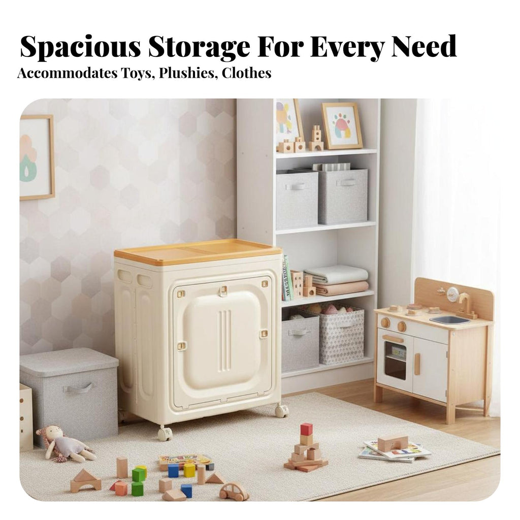 Wheeled Toy Chest Large Capacity Playroom Organizer Easy to Clean for Toddlers