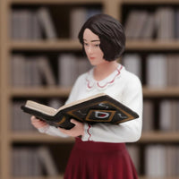 Female Librarian Figurine Finely Detailed Woman Reading Book Miniature Resin Woman Figure for Sand Tables