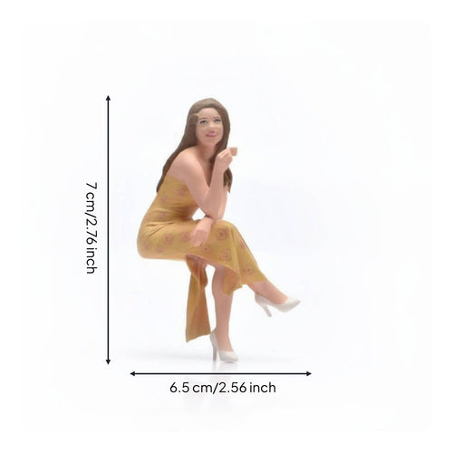 Coffee Girl Figurine Fine Detail Seated Woman Figurine Collectible Diorama Figure for Desk Decor