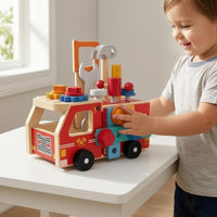 Wooden Assembly Fire Truck Fine Motor Skills Screw-on Building Truck