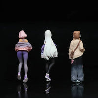 3 Pieces 1:64 Girl Figurines Realistic Design Scale Model Girl Figures