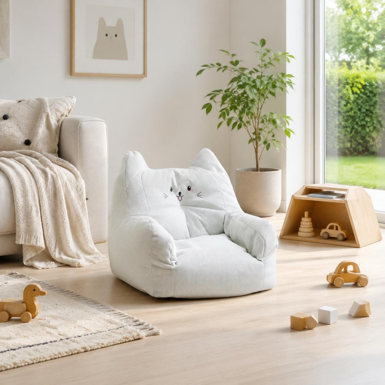 Kitten-Shaped Kids Sofa Lightweight Soft Toddler Sofa Portable for Playroom