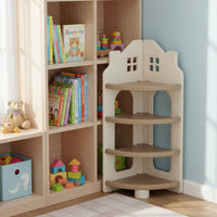 Bookcase Multi-Layer Kids Bookcase Front-Facing Shelves House-Shaped Storage Shelf for Playroom, Nursery, Classroom