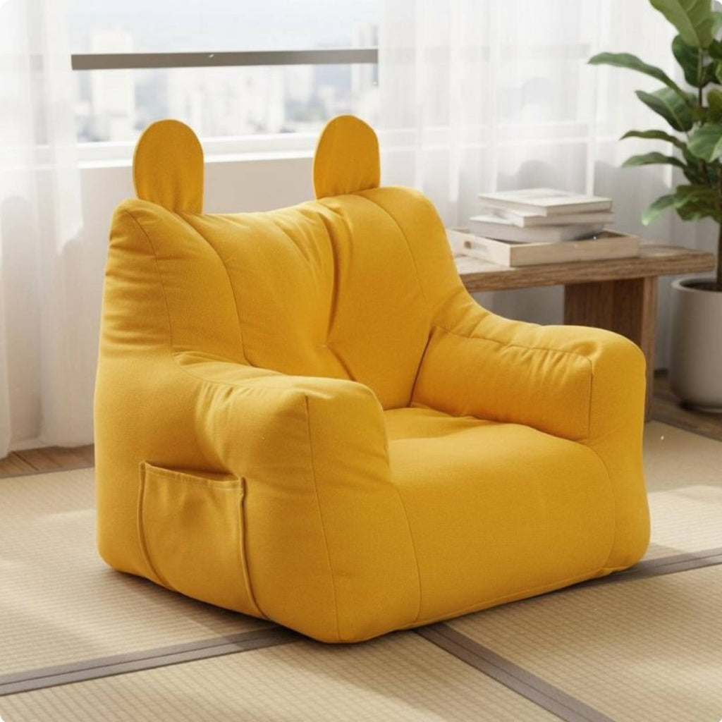 Children's Lazy Sofa Cute Bear Ear Design Toddler Beanbag Armchair for Toddlers