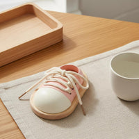 2 Pieces Wooden Sneaker Lacing Board Hand-Eye Coordination for Preschool