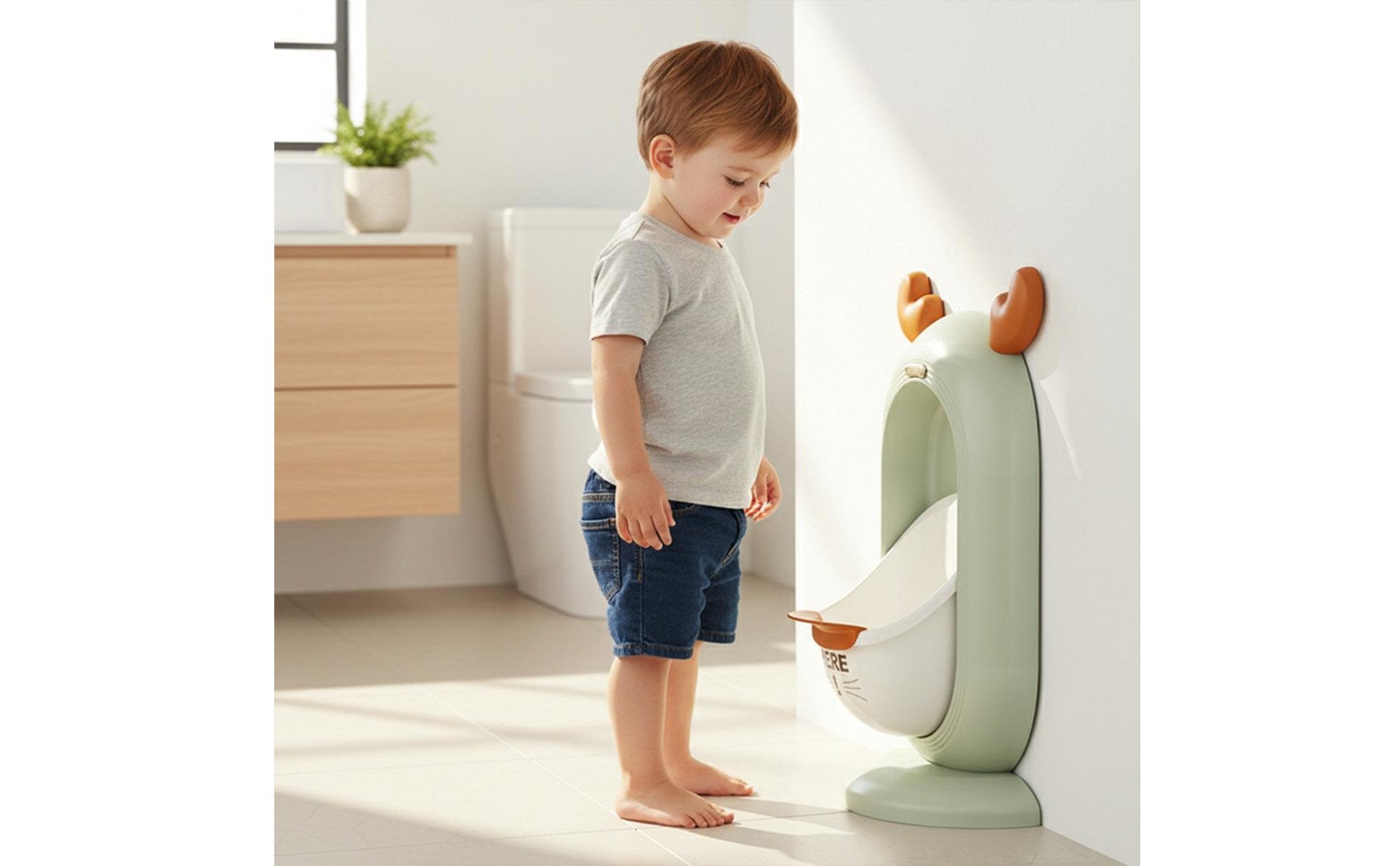 Easy to Clean Boys Standing Urinal Splash Proof Wall-Mounted Training Urinal Material for Toddlers