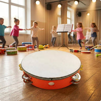 Double Row Tambourine Portable Red Tambourine Easy to Hold Percussion Instrument for Classroom