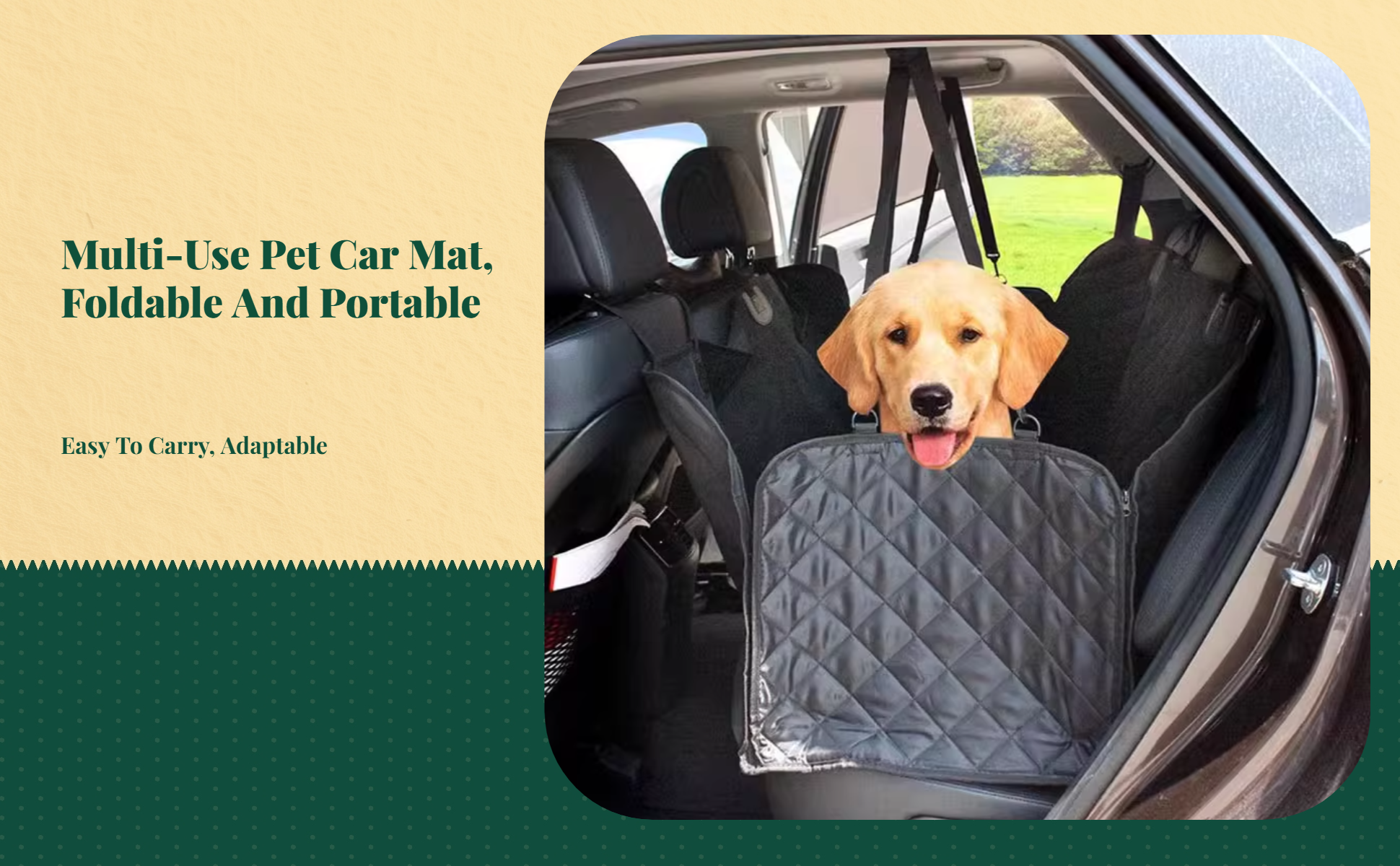 Dog Car Seat Cover, Waterproof, Non-Slip, Easy Clean, Luxury