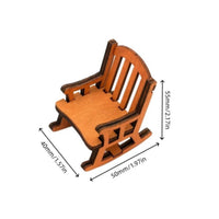 1:12 Scale Chair Slatted Back Wooden Miniature Rocking Chair Decorative