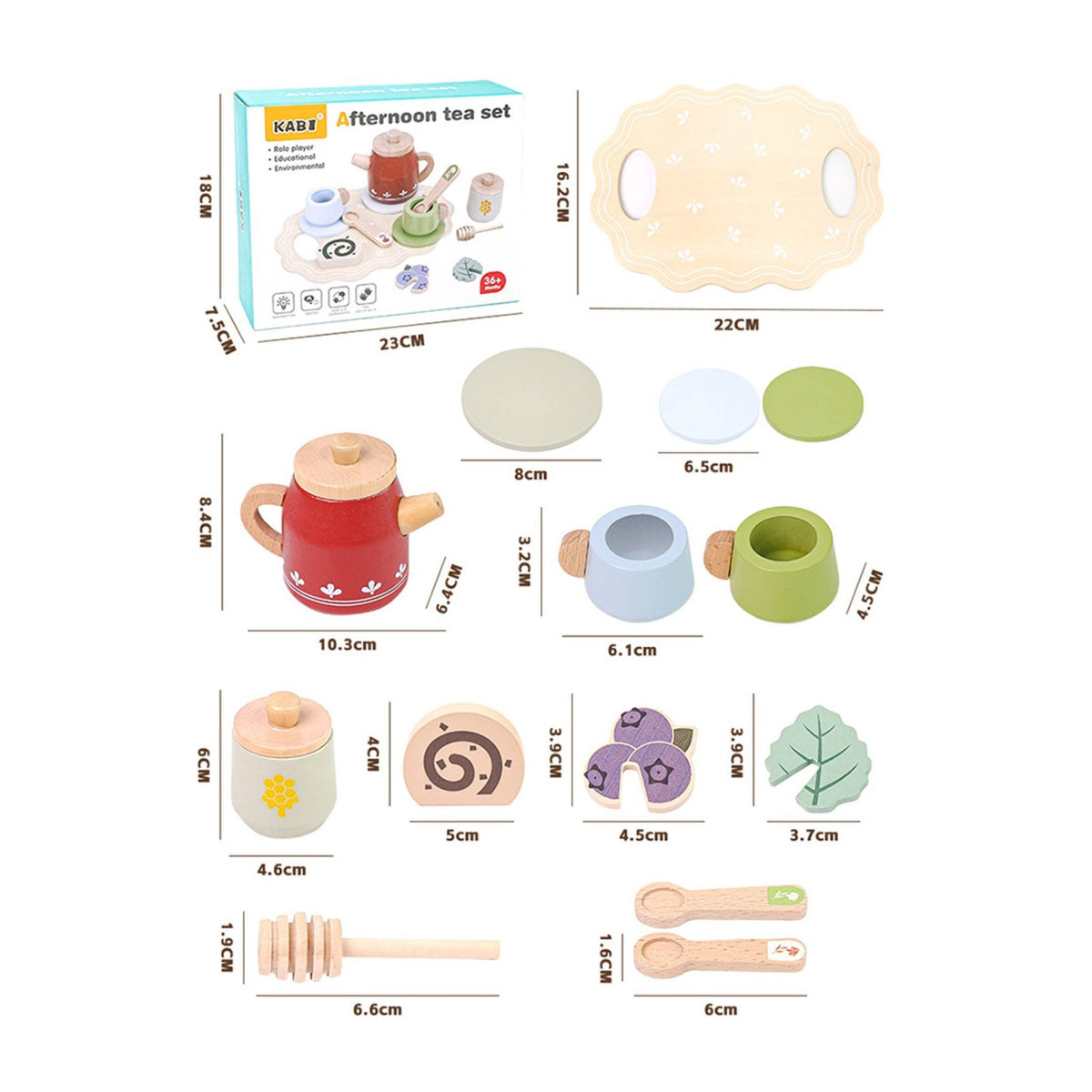 Wooden Tea Set Simulation Design Children's Toy Water-Based Paint for Toddlers