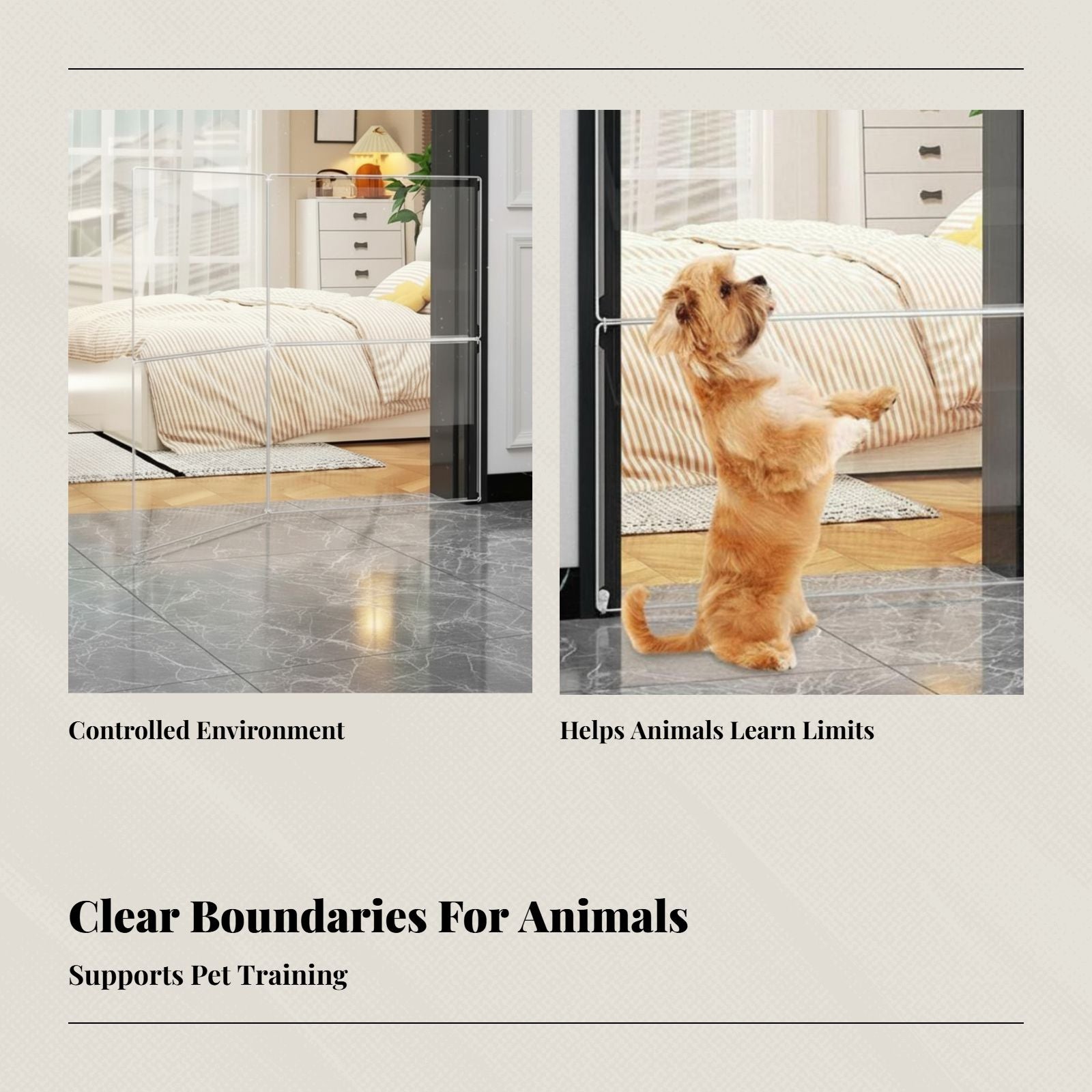 6-panel clear resin indoor pet barrier