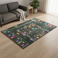 Indoor City Road Play Mat Printed Road Play Mat Carpet-Like Activity Rug Finished Edges for Crawling, Early Learning