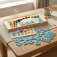 Wooden Math Box Beige Counting Toy Tray