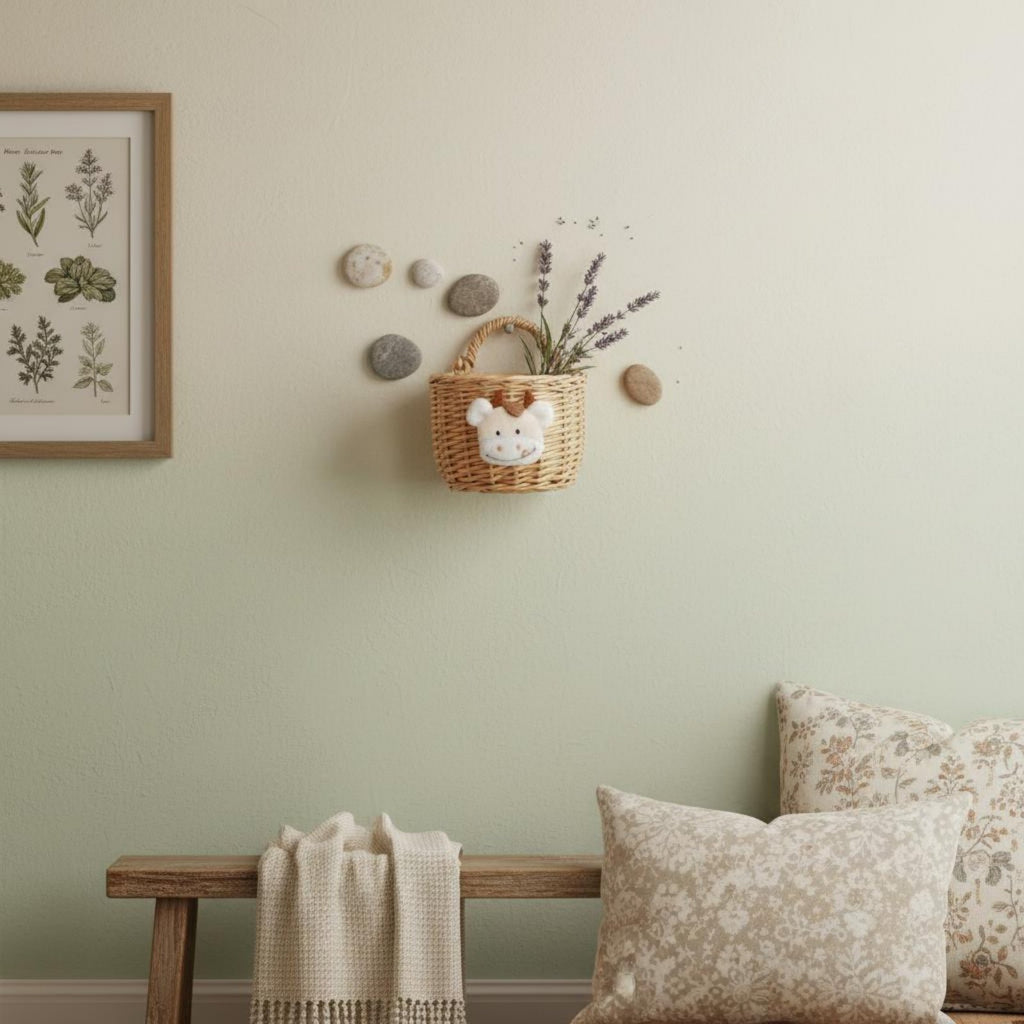 Wall Mount Rattan Basket Multi-Purpose for Kitchen, Bathroom, Kids