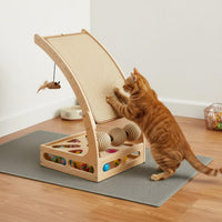 Multifunctional Cat Scratcher Sisal Cat Scratch Ramp with Toys Interactive Puzzle Toy Pet Supplies for Kittens, Indoor