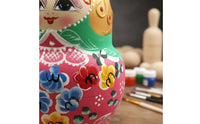 10 Pieces 10 Layer Wooden Doll Handmade House Decoration Floral Pattern Children's Toy for Home