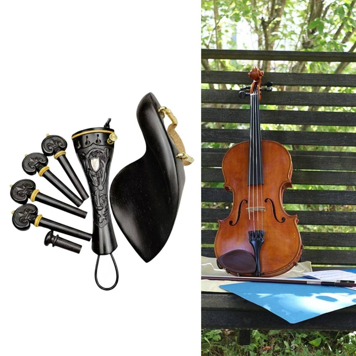 Tailpiece Chinrest Pegs Endpin Set Warm Tone Violin Accessory Kit Stable Tuning