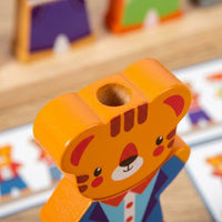 Animals Color Sorting Toy Early Learning Animal Matching Board Hand-Eye Coordination Wood Animal Shape Sorter for Kids, Preschool, Kindergarten