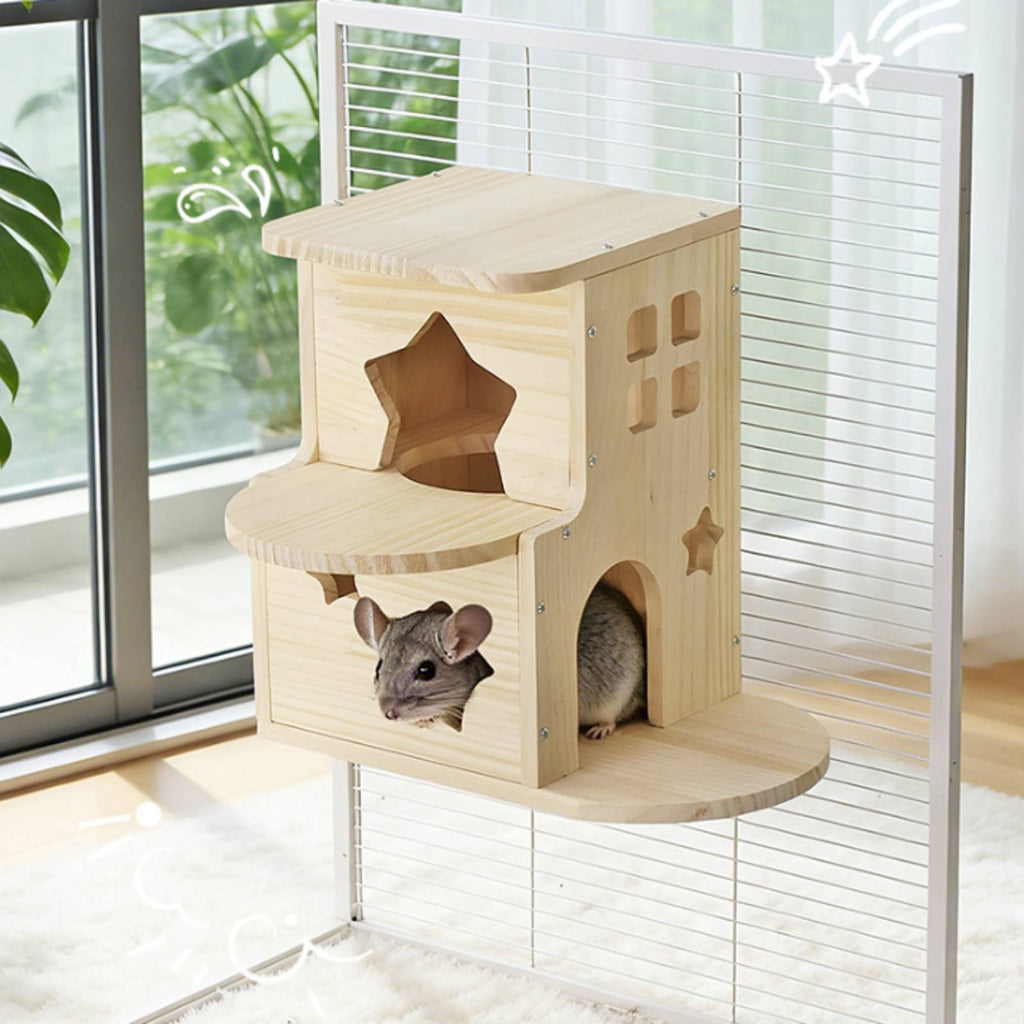 Multi-Layer Wooden Hideout Large Space Wooden Pet Hideout House Enclosure
