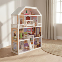 Wooden Doll House Realistic Princess Dollhouse Decorative Multi-Room Doll House for Girls, Kids