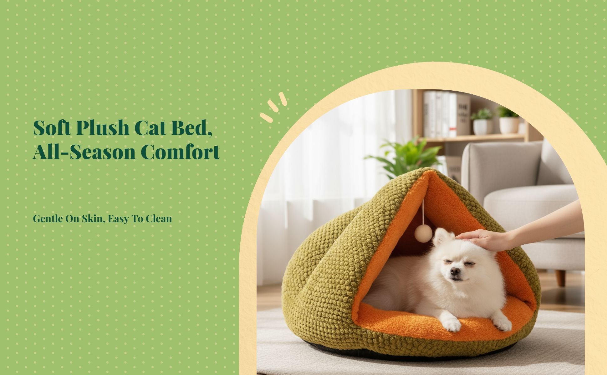 Plush cat bed with washable pad