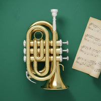 Brass Palm Trumpet Portable Style B♭ Mini Trumpet Anti-Slip Buttons Musical Instrument for Practice