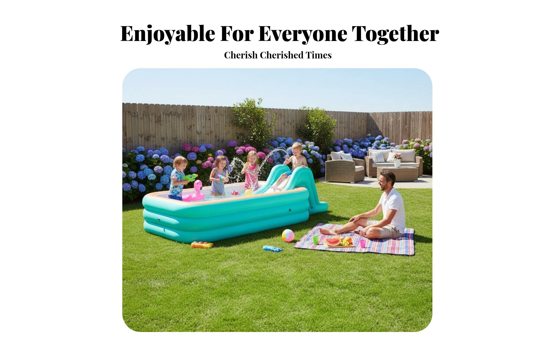 Thickened Material Family Inflatable Pool Sturdy Family Size Inflatable Pool Easy Setup Outdoor Water Toy Tear-Resistant for Children, Infants, Adults, Home, Garden, Patio