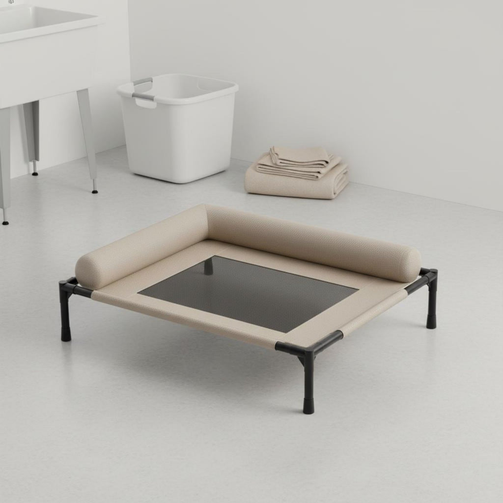 Elevated Dog Bed Easy to Clean Raised Pet Cot Sturdy Metal Frame for Outdoor