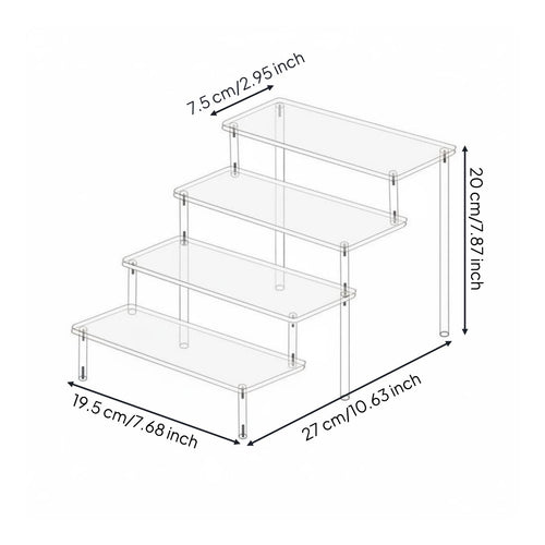 Clear Stepped Shelf Thickened Step Display Rack Long-Lasting for Desktop