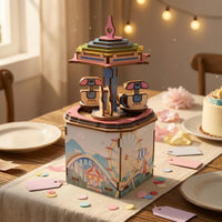 Wooden Puzzle musical box Compact DIY Wooden Puzzle Ornament Decorative Mechanical Model Kit for