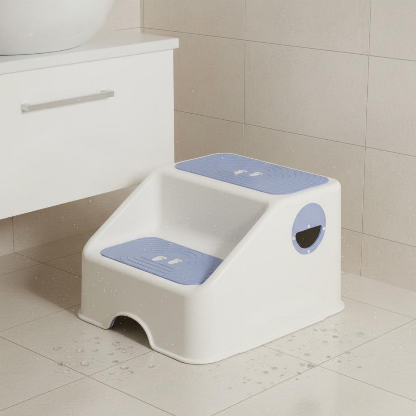 Toddler Bathroom Stool Anti-Tip Design Kids' 2-Step Stool Two-Tier Height