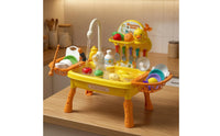 Duck Theme Sink Playset Detachable Legs Electric Faucet Toy Storage Baskets