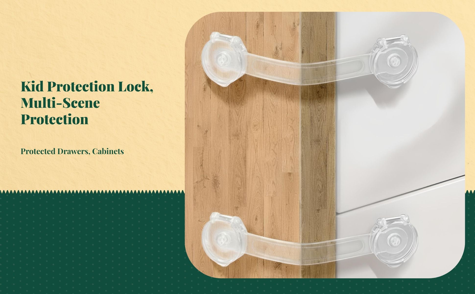 Toddler Guard Lock, Infant protected Cabinet Latch, Prevents Opening, Easy Installation, Multi-Purpose Drawer Lock