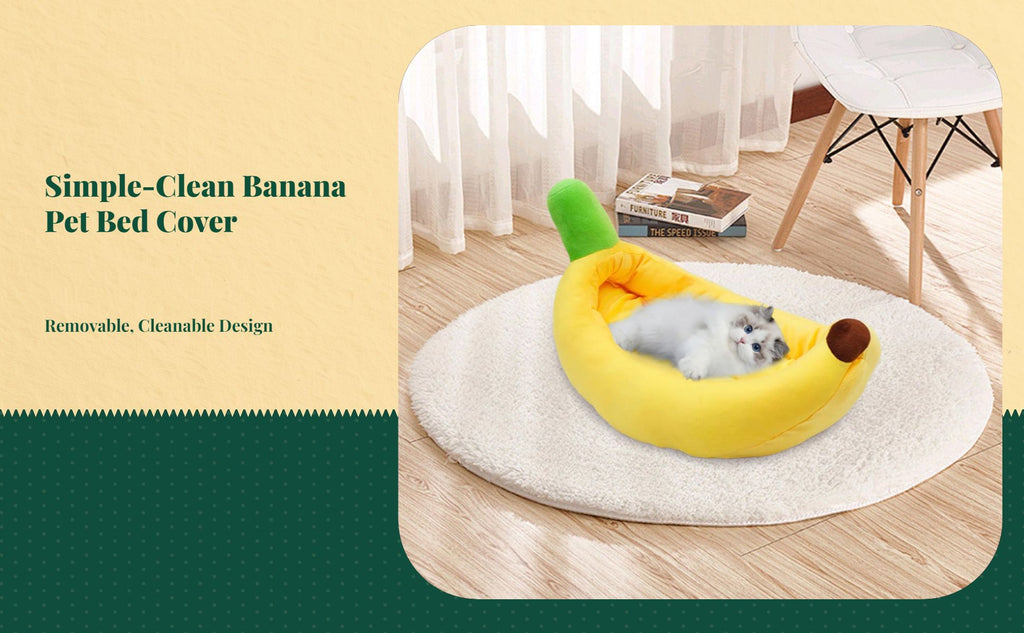 Banana Pet Bed, Cozy Plush, Removable Cover, All Seasons