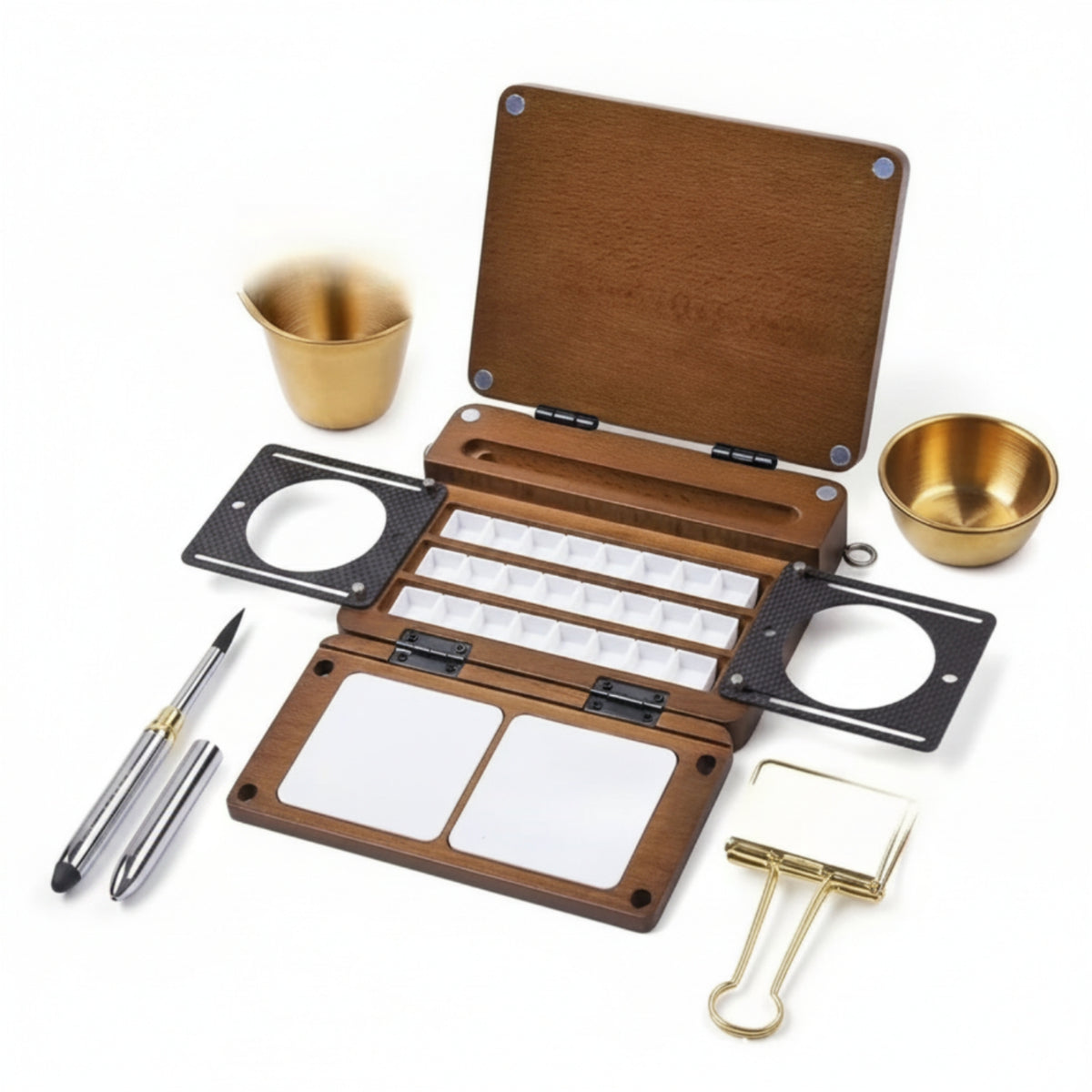 Portable Paint Box with Mixing Plates Long-Lasting Wooden Paint Box