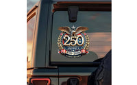 250th Anniversary Car Sticker Weatherproof car Window Decal Weather Resistant American Flag Eagle Decal for Nationalists, Veterans