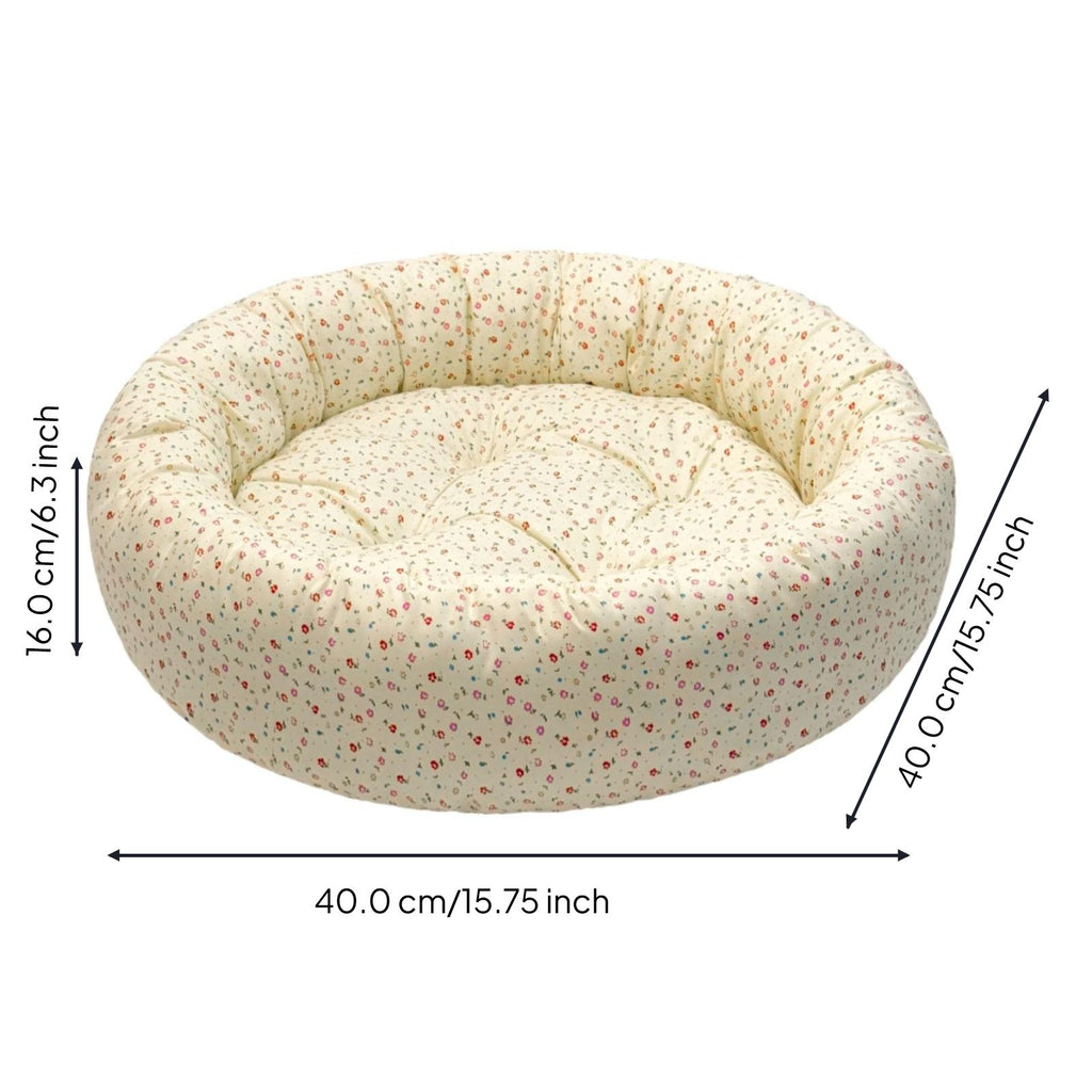 Cat Bed, Round Washable Non-Slip Mat, Cozy Calming Pet Bed