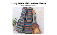 Padded Ukulele Backpack Adjustable Shoulder Straps Ethnic Design Ukulele Case Musical Instrument Accessory Wear-Resistant