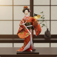 Kimono Doll Rectangular Base Japanese Doll Upright Pose