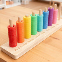 Wooden Color Sorting Toy Labeled Learning Activity Educational